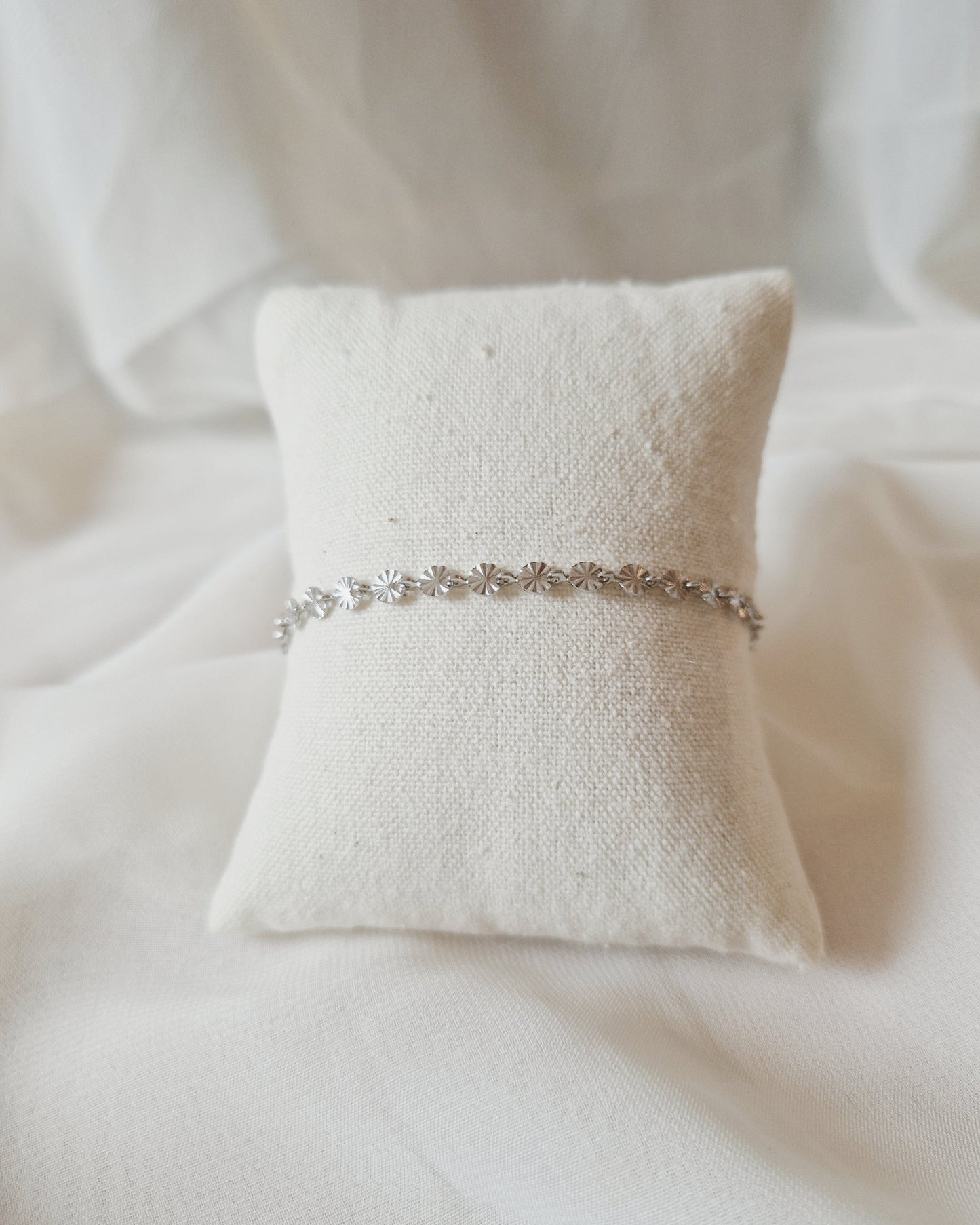 mimijewelsbyc bracelet Leaf - Bracelet en acier inoxydable mailles rondes (argenté)