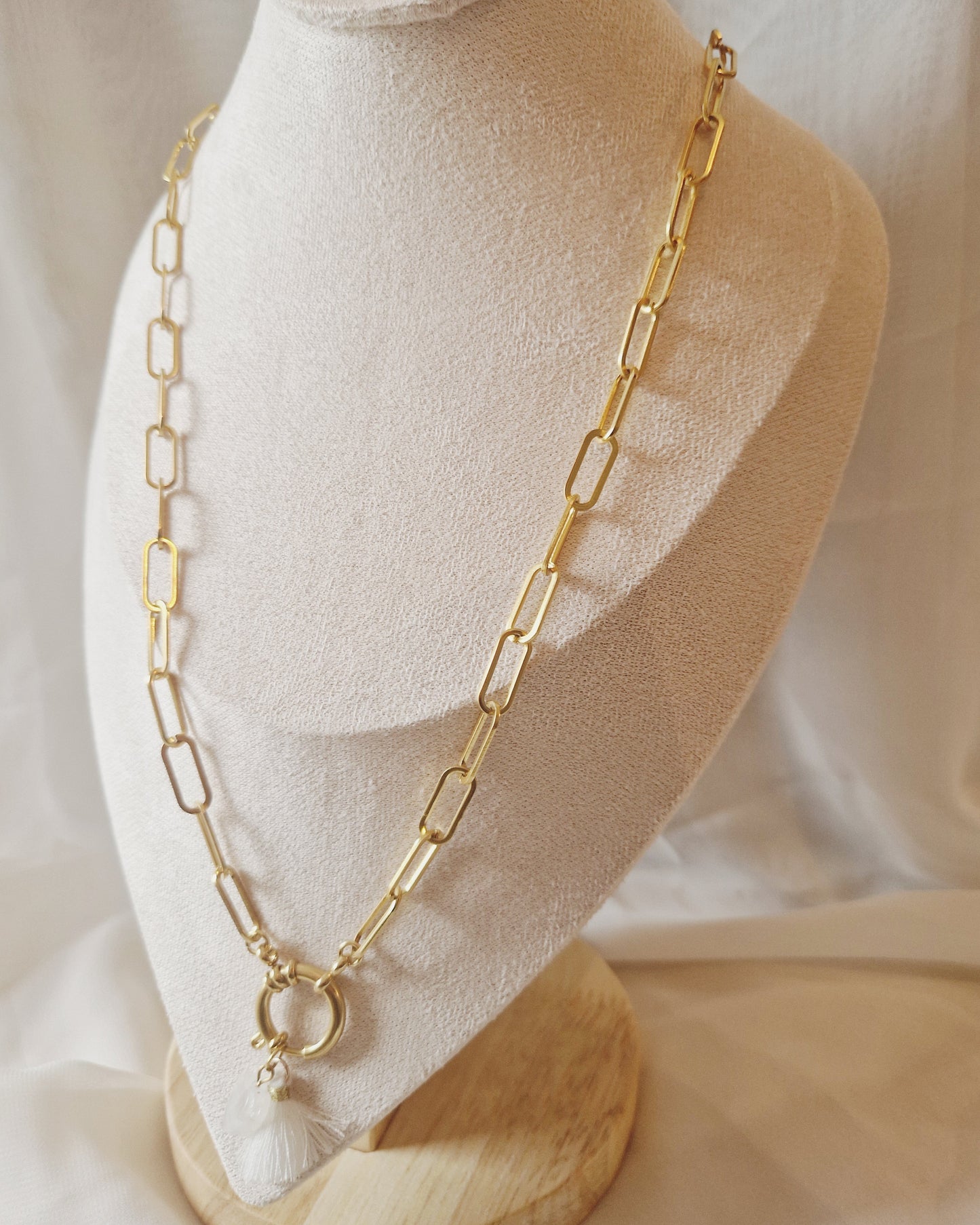mimijewelsbyc collier Océane - Collier en acier inoxydable et pompon (doré)