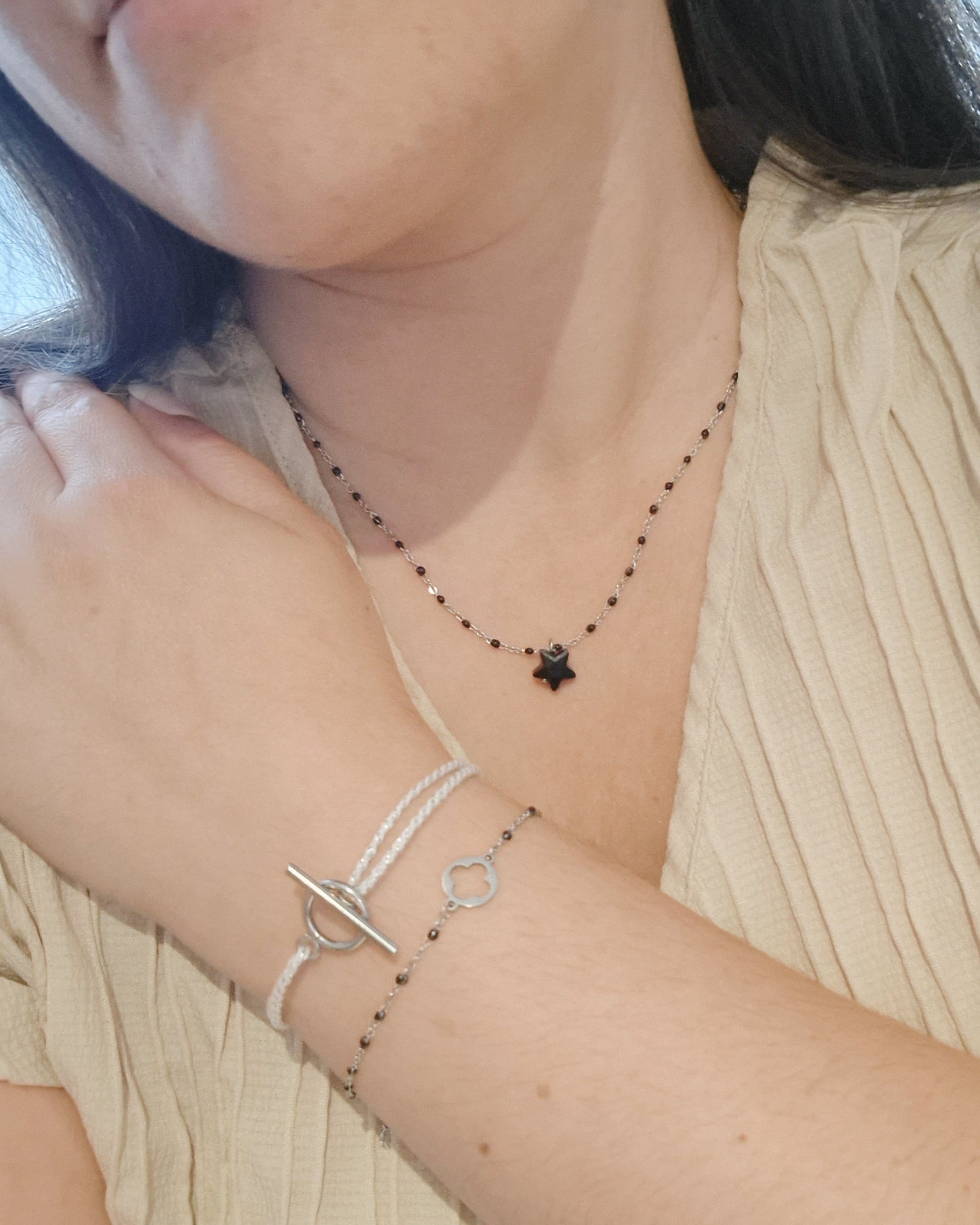 mimijewelsbyc collier Stella - Collier étoilé Black (argenté)