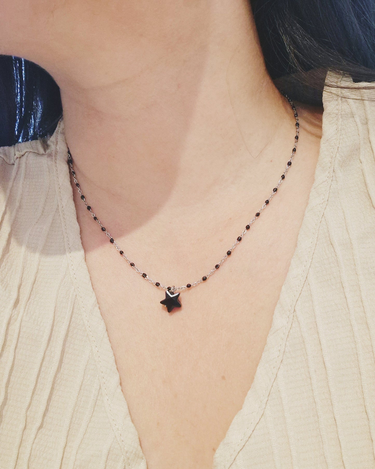 mimijewelsbyc collier Stella - Collier étoilé Black (argenté)