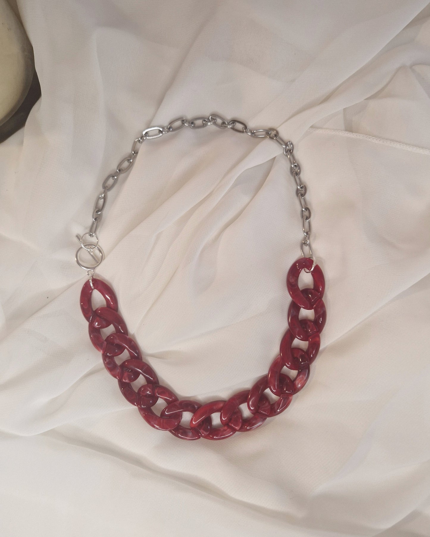 mimijewelsbyc Collier mailles acétate (rouge)