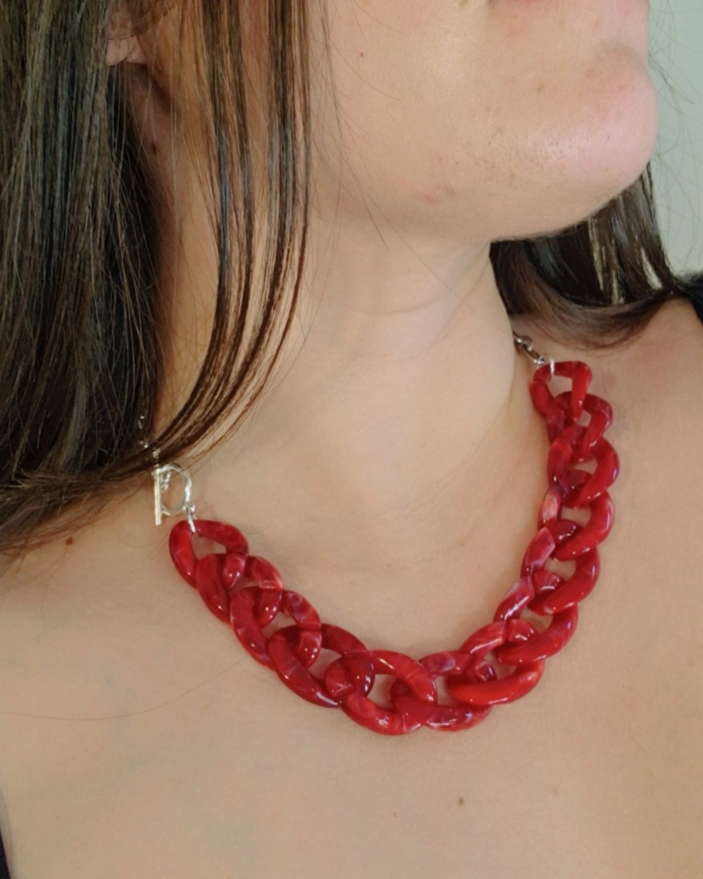 mimijewelsbyc Collier mailles acétate (rouge)