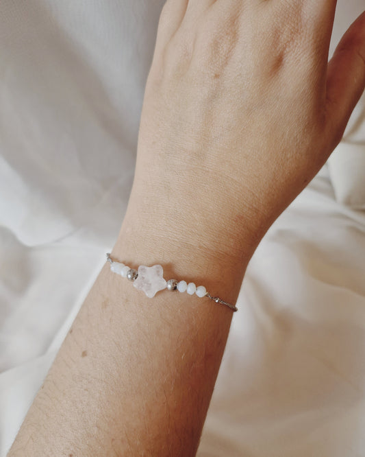 mimijewelsbyc bracelet Romi - Bracelet en acier inoxydable et étoile en pierre naturelle (argenté)