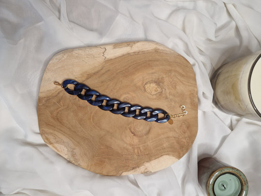 mimijewelsbyc Bracelet mailles acétate (bleu nuit)