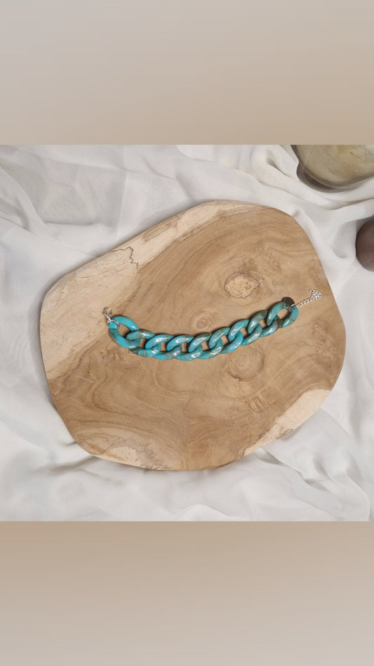 mimijewelsbyc Bracelet mailles acétate (bleu turquoise)