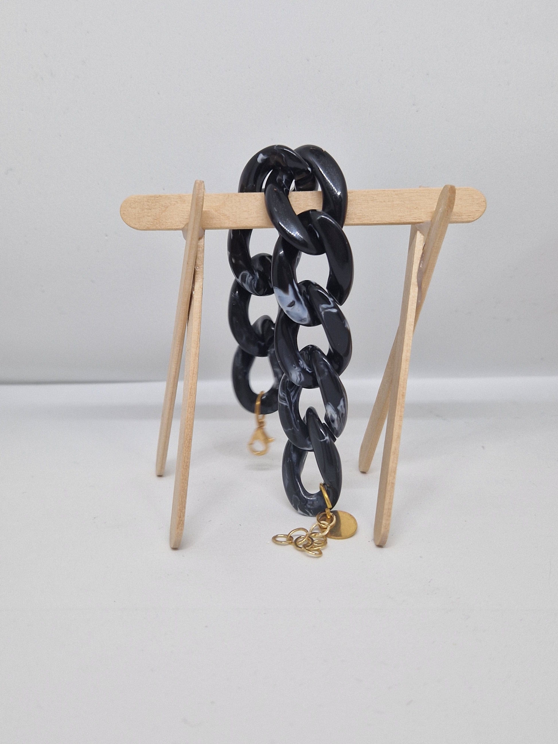 mimijewelsbyc Bracelet mailles acétate (noir)