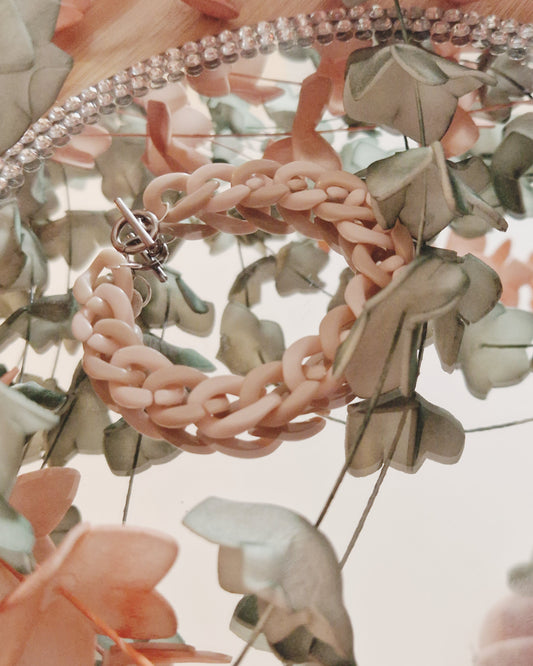 mimijewelsbyc Bracelet mailles acryliques (Duo de rose)