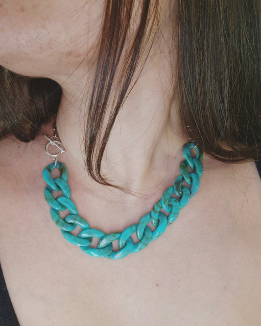 mimijewelsbyc Collier mailles acétate (bleu turquoise)