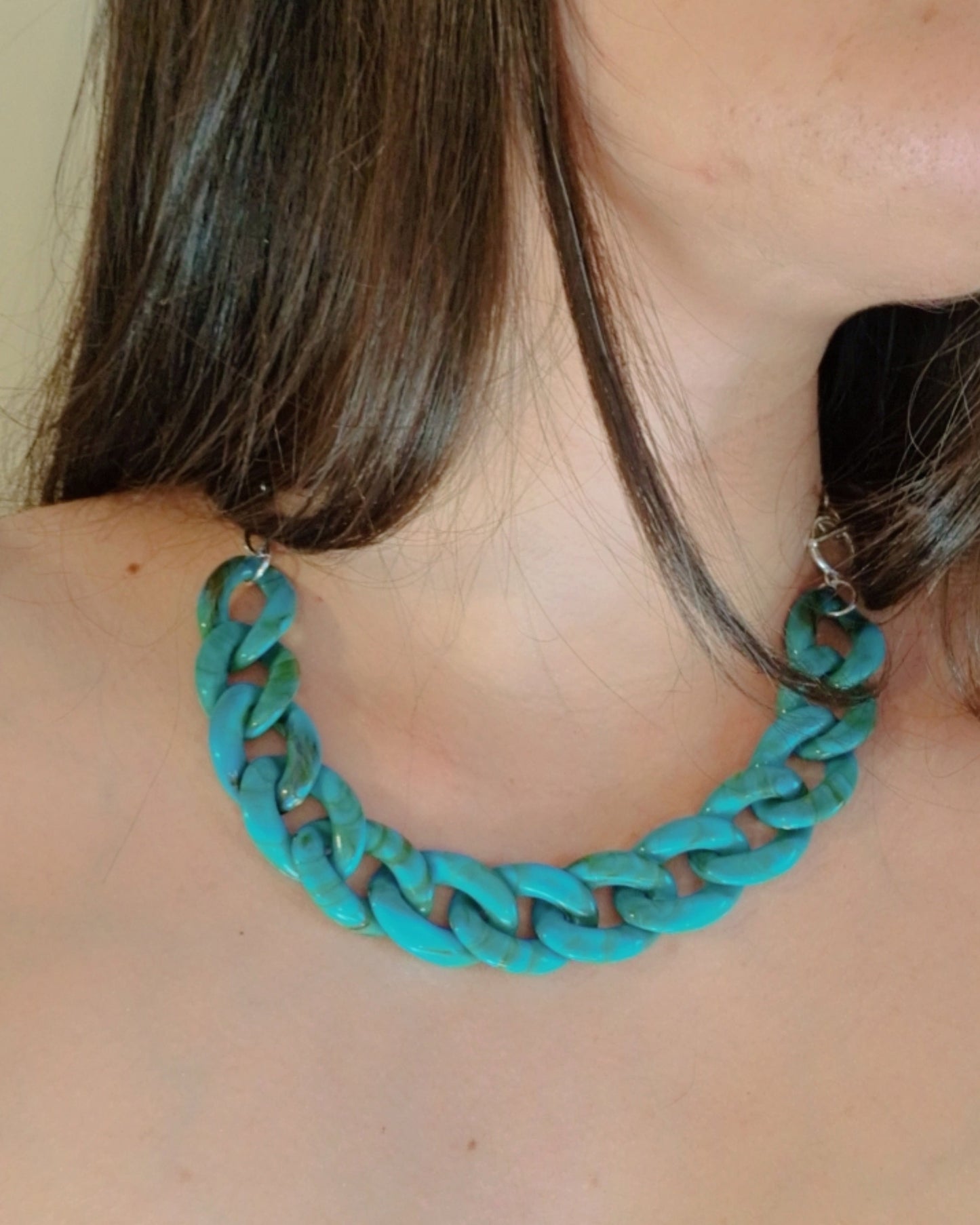 mimijewelsbyc Collier mailles acétate (bleu turquoise)