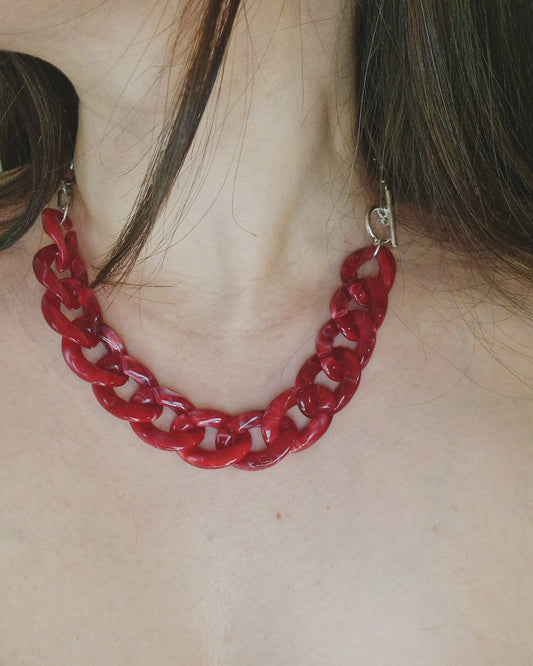 mimijewelsbyc Collier mailles acétate (rouge)